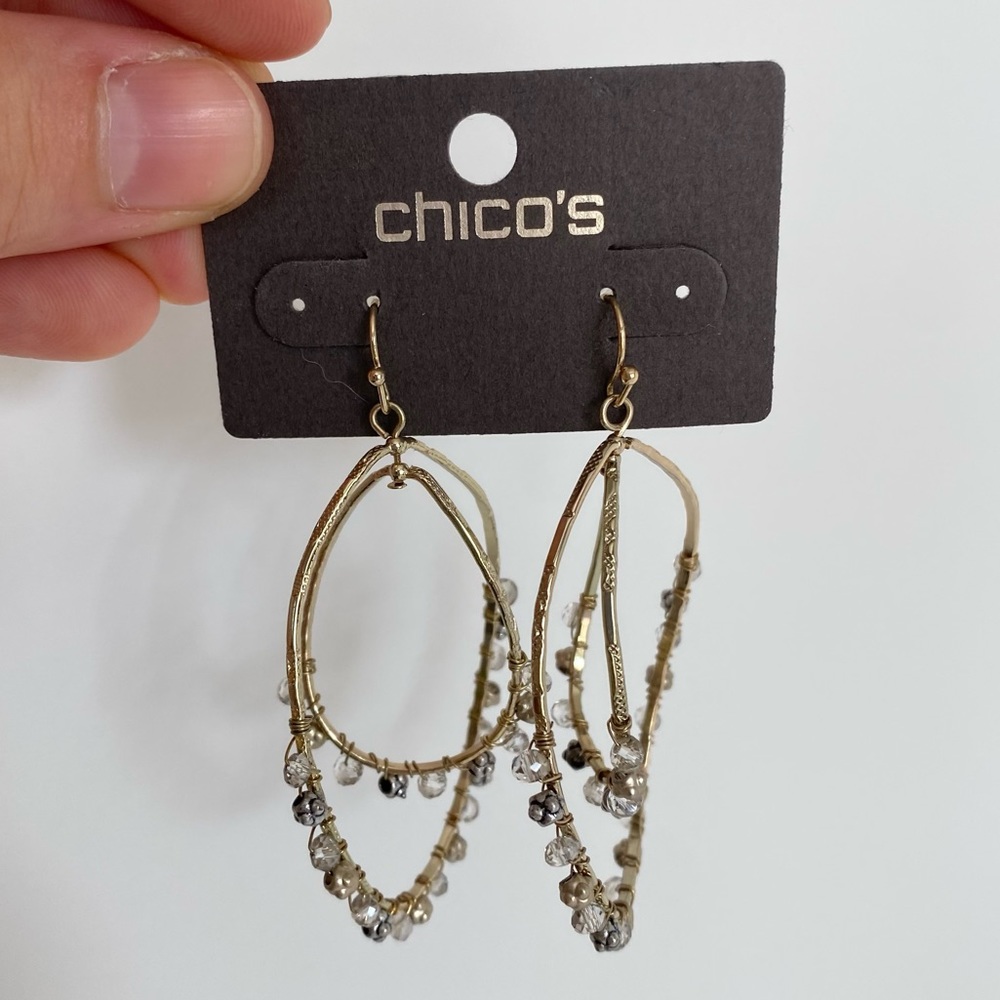 🌻NEW Chico's Maddie Orbit Dangle Bead Hoop Earrings